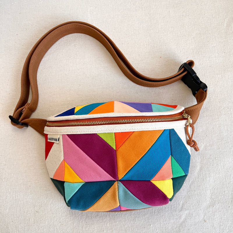 kaleidoscope fanny bag, jewel tones with brights + natural
