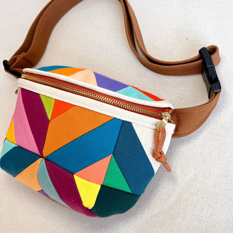 kaleidoscope fanny bag, jewel tones with brights + natural