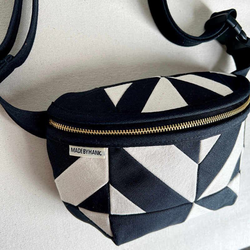 kaleidoscope fanny bag, black + natural